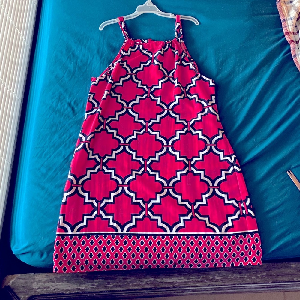 Hot pink and navy crown and ivy dress